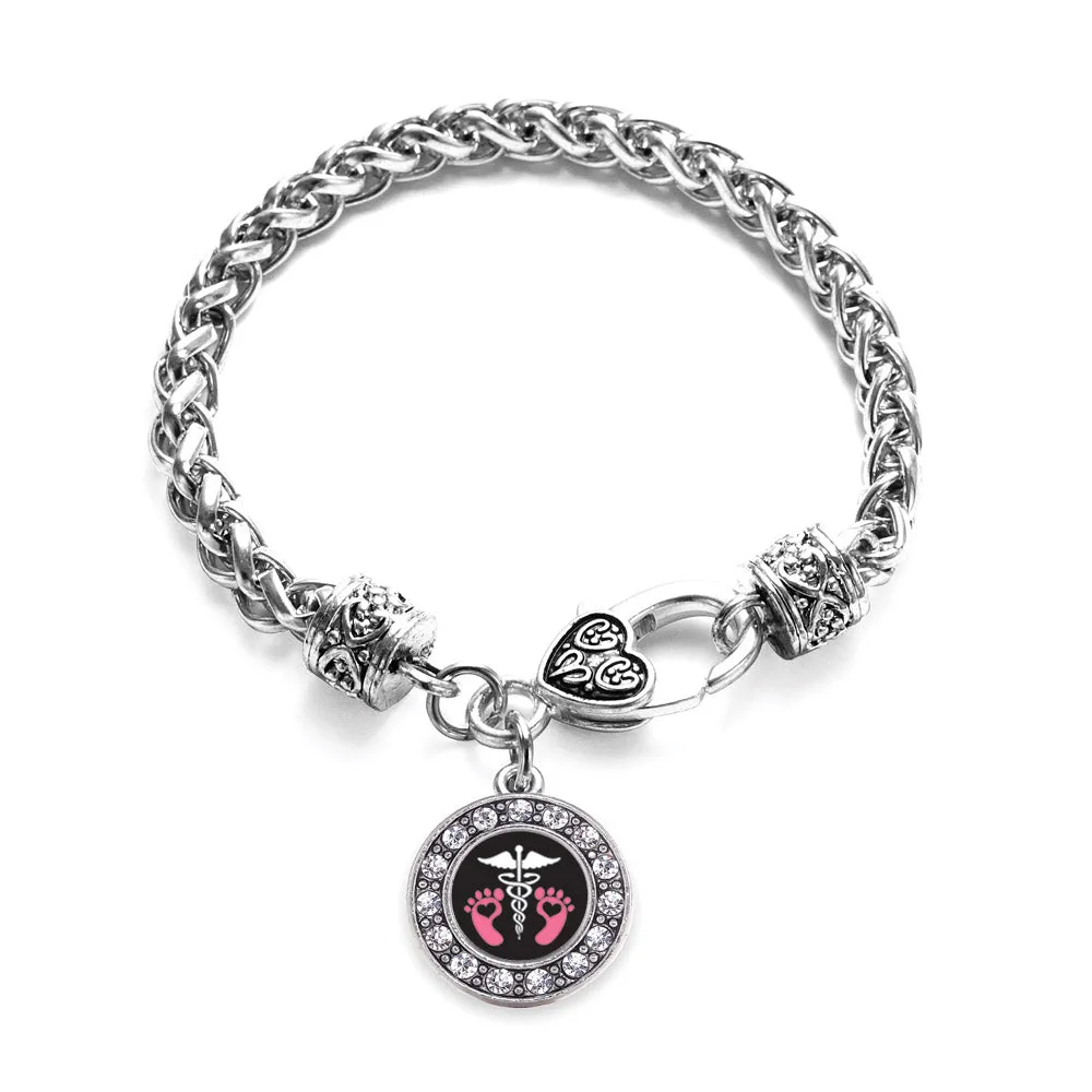 Silver Pediatrician Circle Charm Braided Bracelet