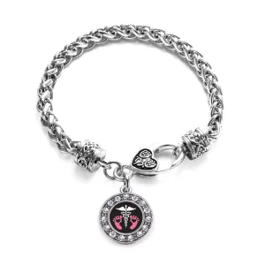 Silver Pediatrician Circle Charm Braided Bracelet