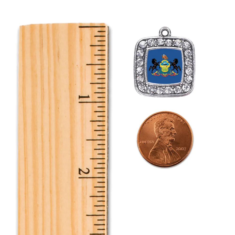 Silver Pennsylvania Flag Square Charm Toggle Bracelet