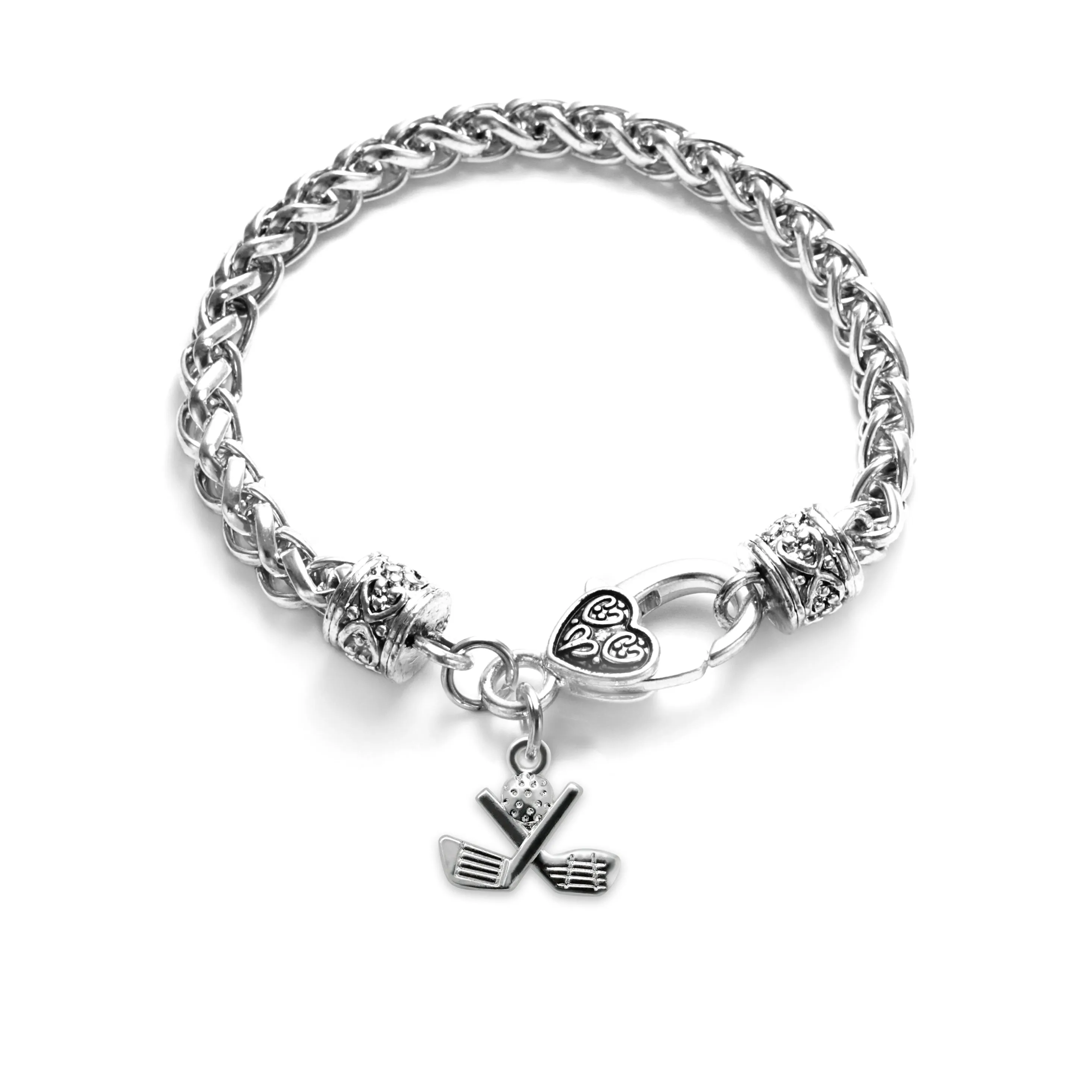 Silver Petite Golf Charm Braided Bracelet
