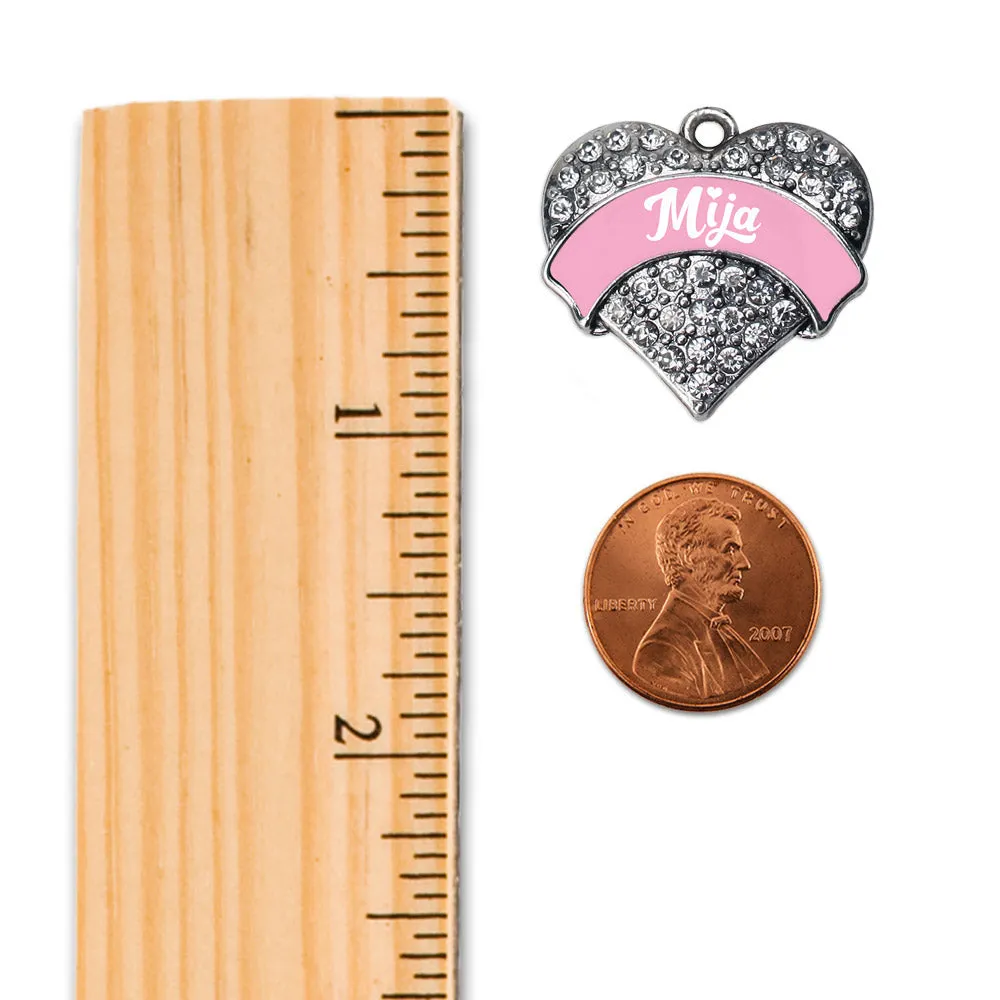 Silver Pink Mija Pave Heart Charm Toggle Bracelet