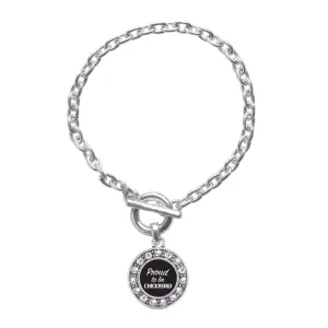 Silver Proud To Be Chickasaw Circle Charm Toggle Bracelet