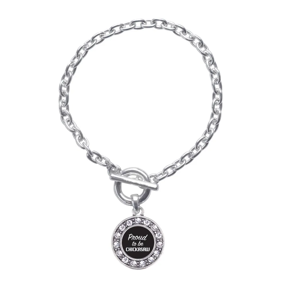 Silver Proud To Be Chickasaw Circle Charm Toggle Bracelet