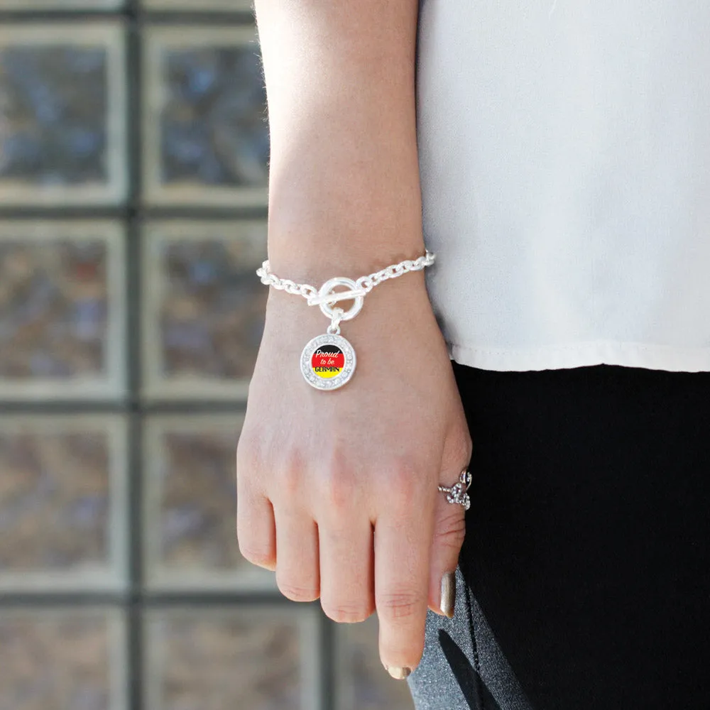 Silver Proud to be German Circle Charm Toggle Bracelet
