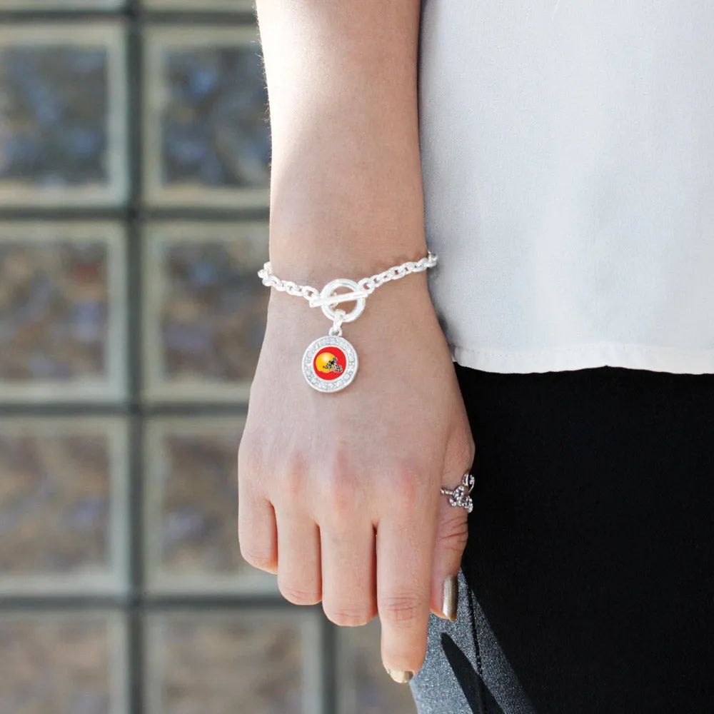 Silver Red and Yellow Team Helmet Circle Charm Toggle Bracelet