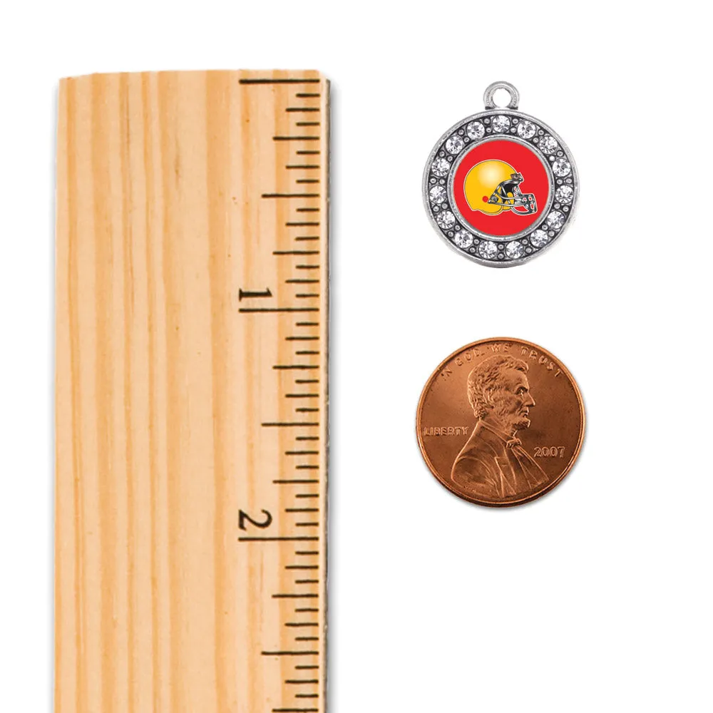 Silver Red and Yellow Team Helmet Circle Charm Toggle Bracelet
