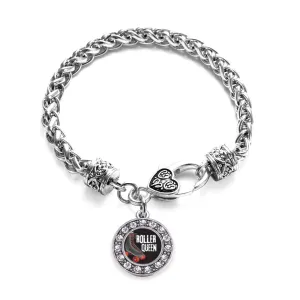 Silver Roller Queen Circle Charm Braided Bracelet