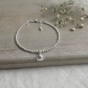 Silver Shell Charm Bracelet, Dainty Sterling Silver Shell Jewellery