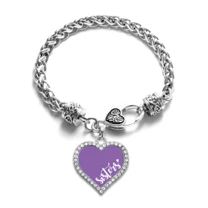 Silver Sisters - Purple Open Heart Charm Toggle Bracelet