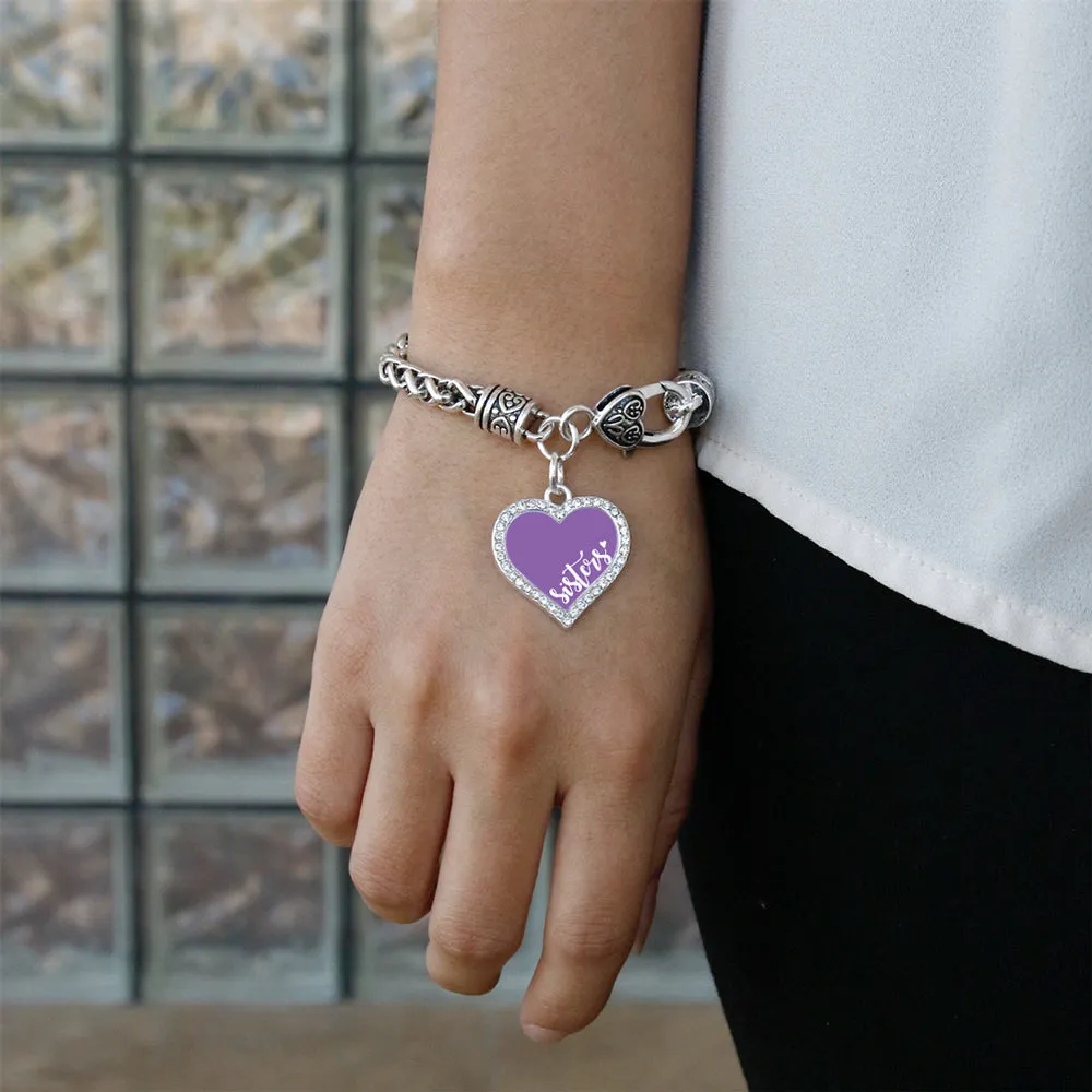 Silver Sisters - Purple Open Heart Charm Toggle Bracelet