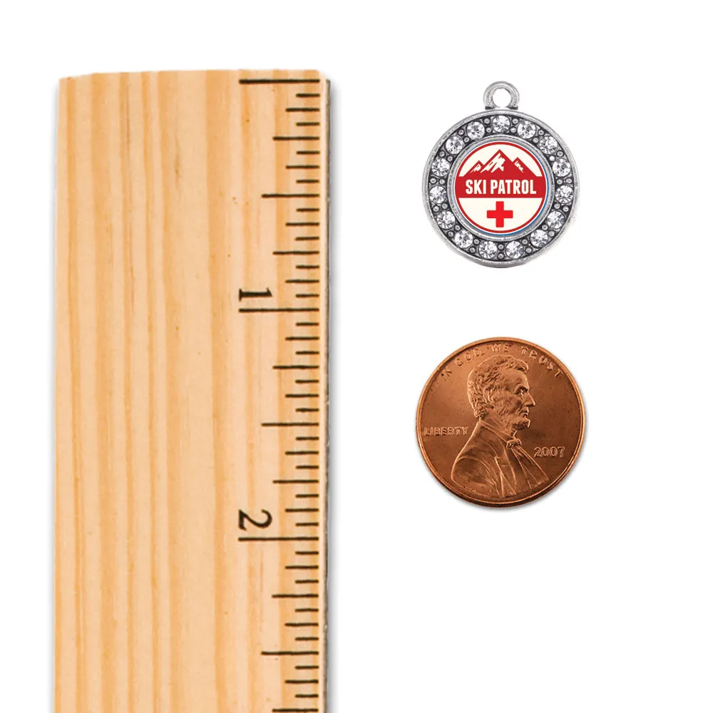 Silver Ski Patrol Circle Charm Toggle Bracelet