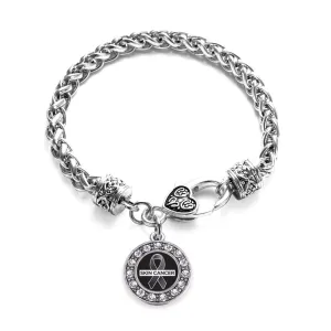 Silver Skin Cancer Support Circle Charm Braided Bracelet
