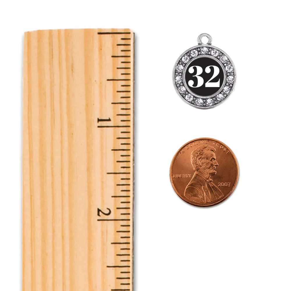 Silver Softball - Sports Number 32 Circle Charm Toggle Bracelet