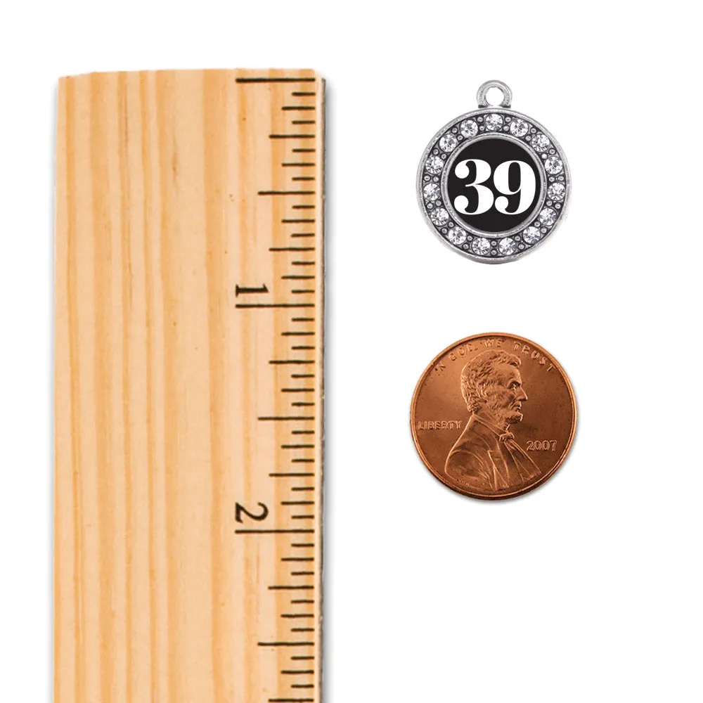 Silver Softball - Sports Number 39 Circle Charm Toggle Bracelet