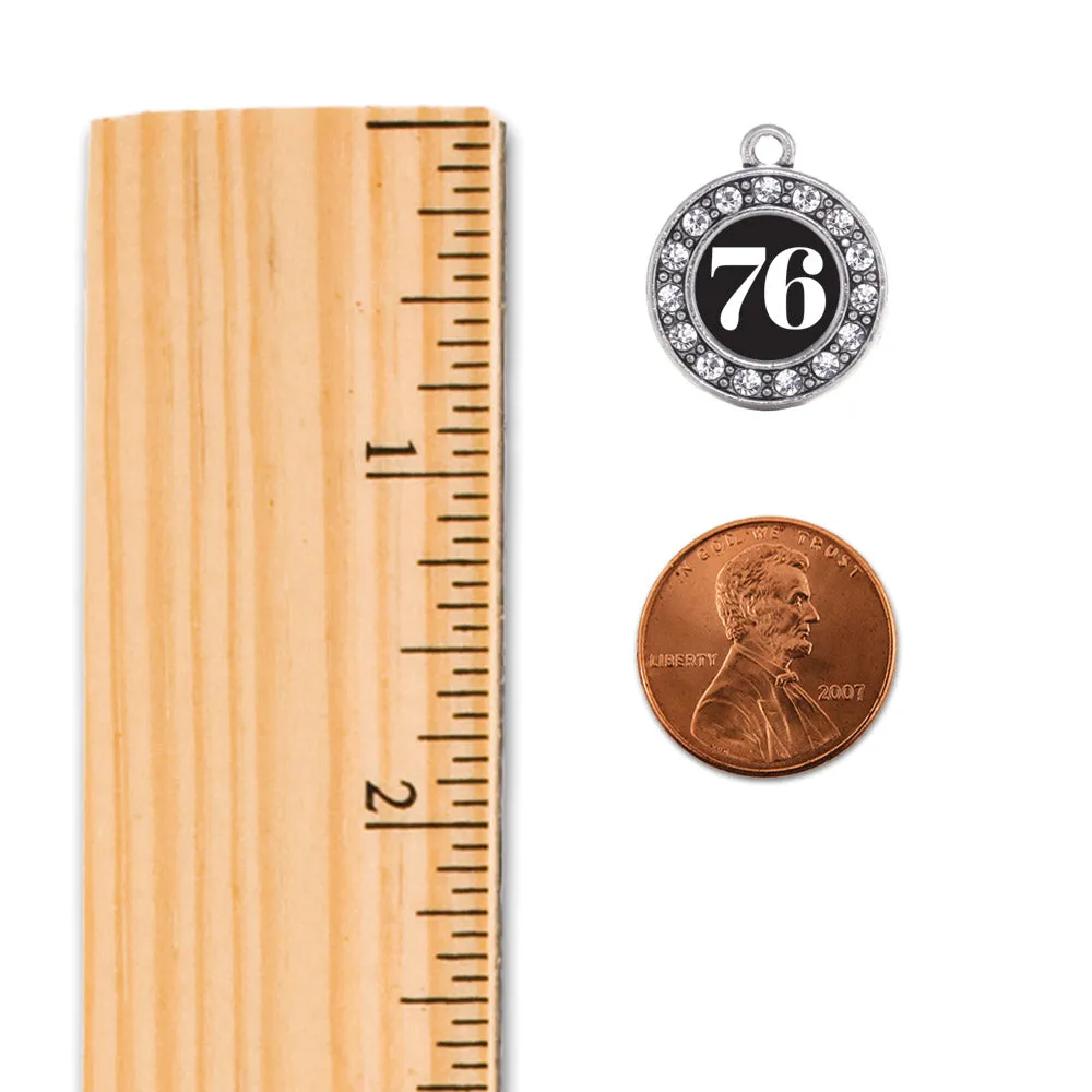 Silver Softball - Sports Number 76 Circle Charm Toggle Bracelet