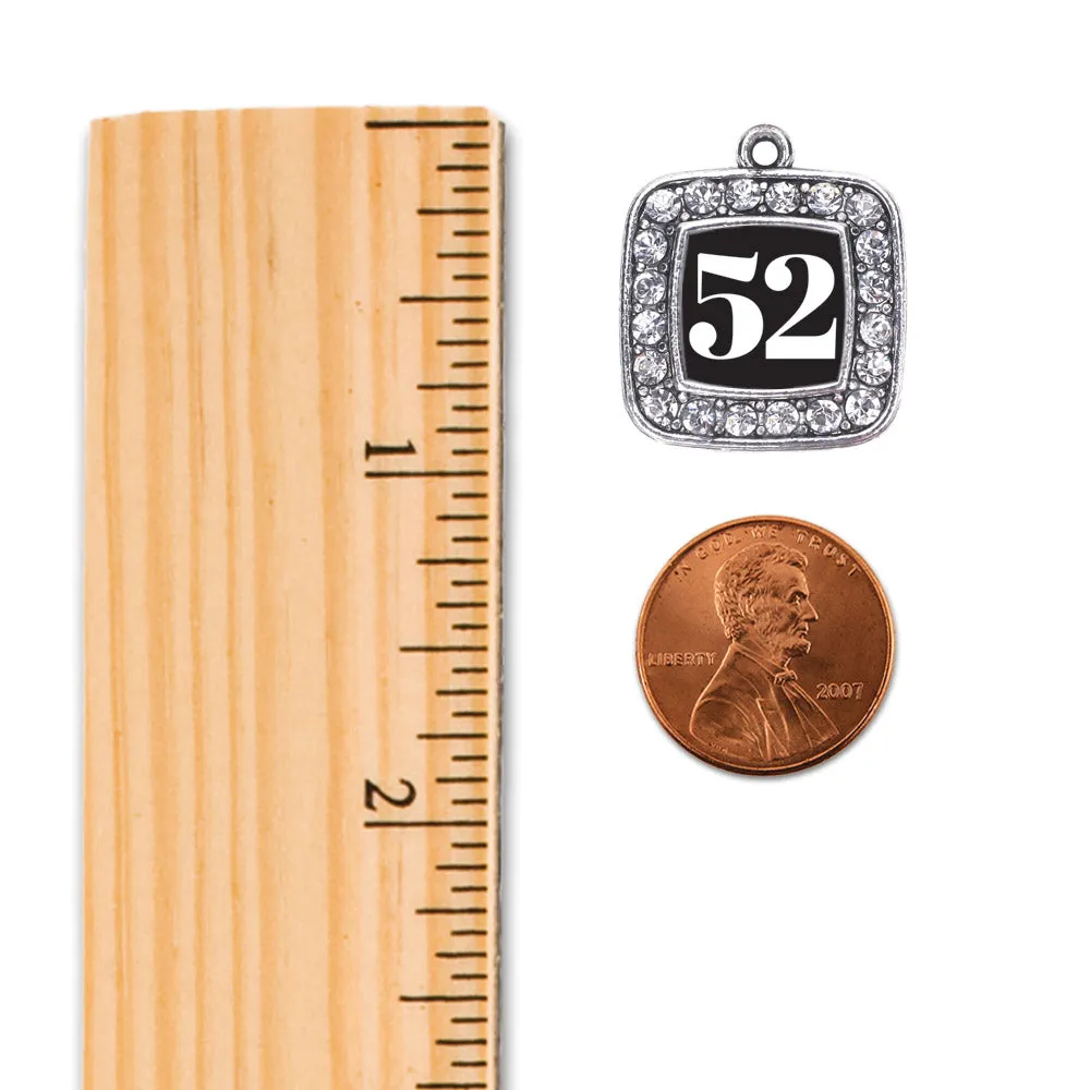 Silver Sport Number 52 Square Charm Braided Bracelet