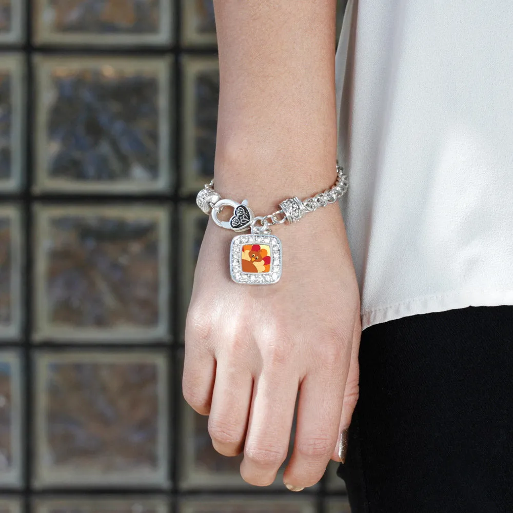 Silver Turkey Square Charm Braided Bracelet