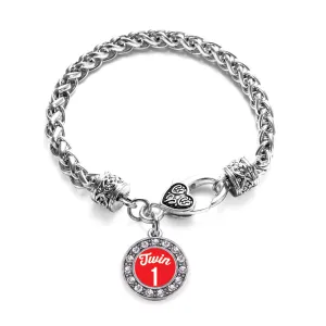 Silver Twin One Circle Charm Braided Bracelet