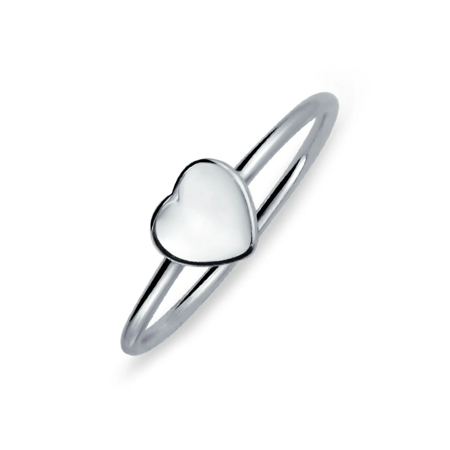Simple ABC Heart Shape Monogram Initial Silver Ring Sterling A-Z Signet