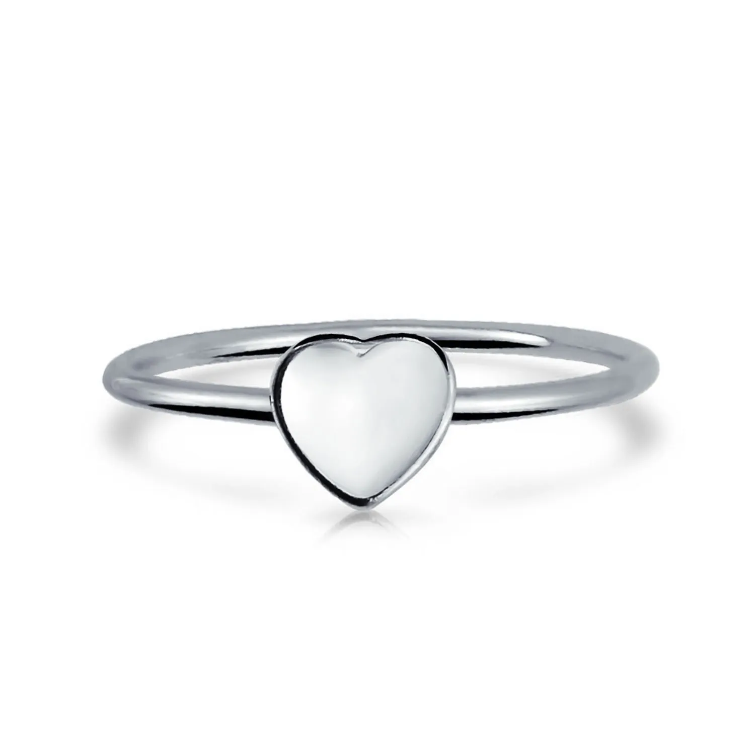 Simple ABC Heart Shape Monogram Initial Silver Ring Sterling A-Z Signet