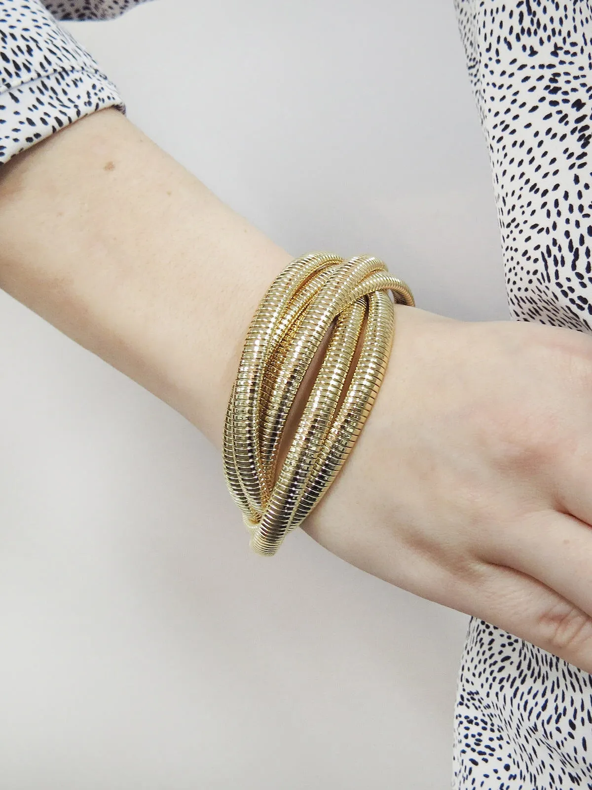 Six Cobra Yellow Gold Plated Bracelet