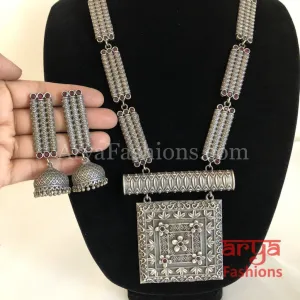 Siya Square Pendant German Silver Tribal Necklace