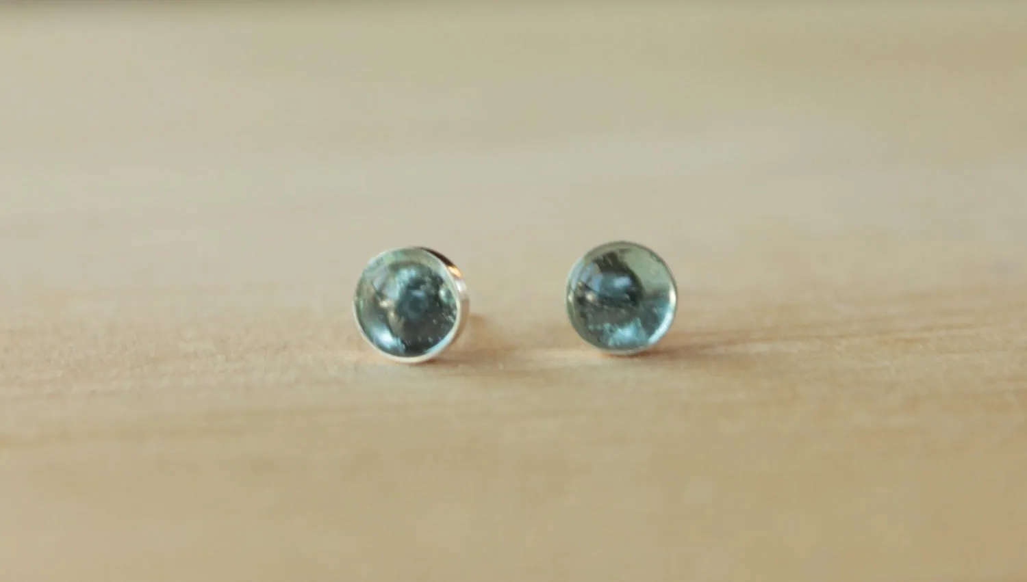 Sky Blue Topaz Bezel Gemstones, Large (Niobium or Titanium Post Earrings)