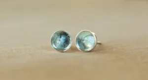 Sky Blue Topaz Bezel Gemstones, Large (Niobium or Titanium Post Earrings)