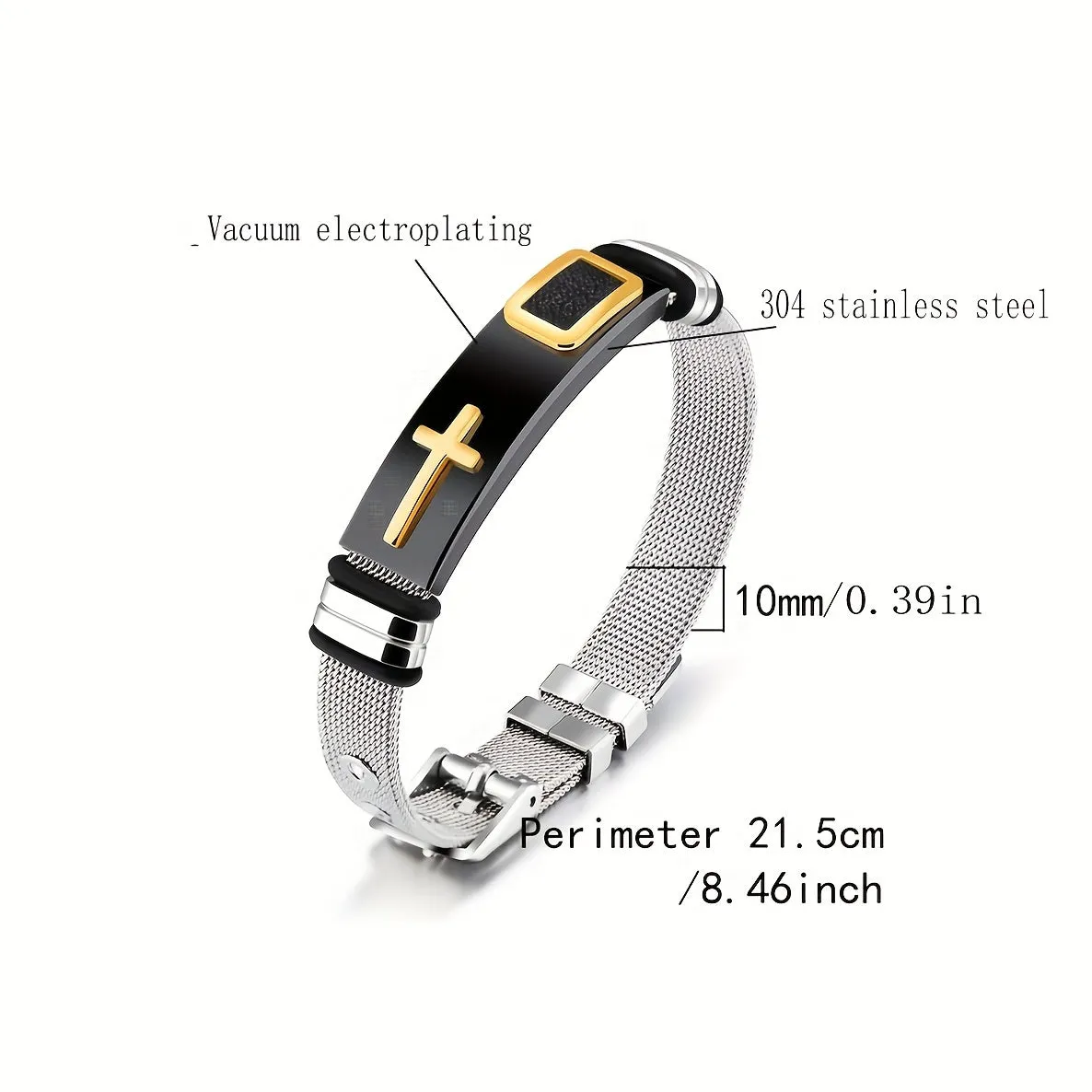 Sleek Cross Titanium Steel Bracelet for Men | Metal