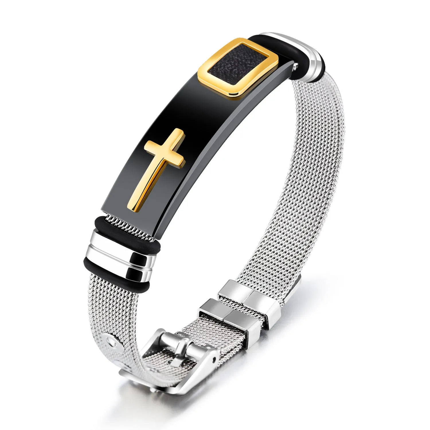 Sleek Cross Titanium Steel Bracelet for Men | Metal