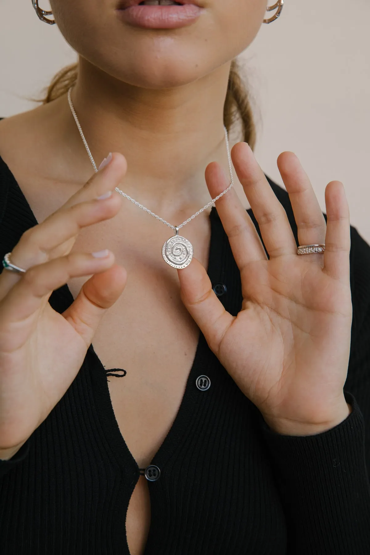 Snake coin necklace silver
