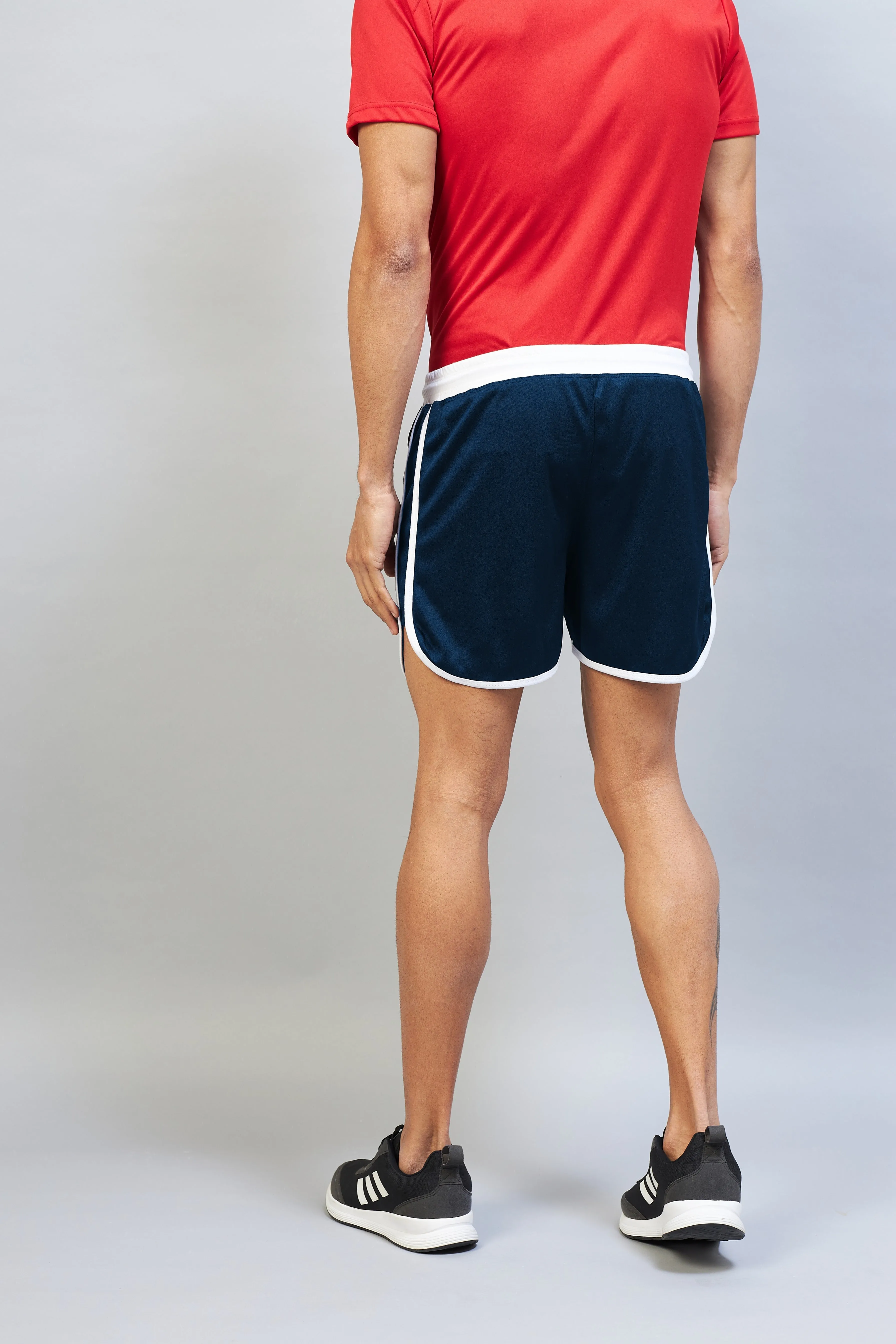 Solid Men Shorts (Navy White) (Pack of 1)