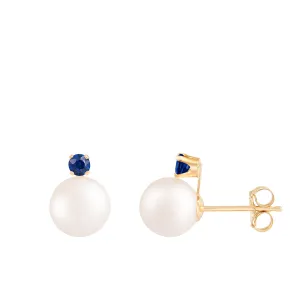 Splendid Pearls Sapphire Pearl Earrings 14K
