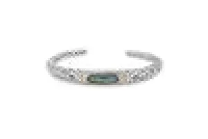 SS/18K OVAL LABRADORITE FLORAL