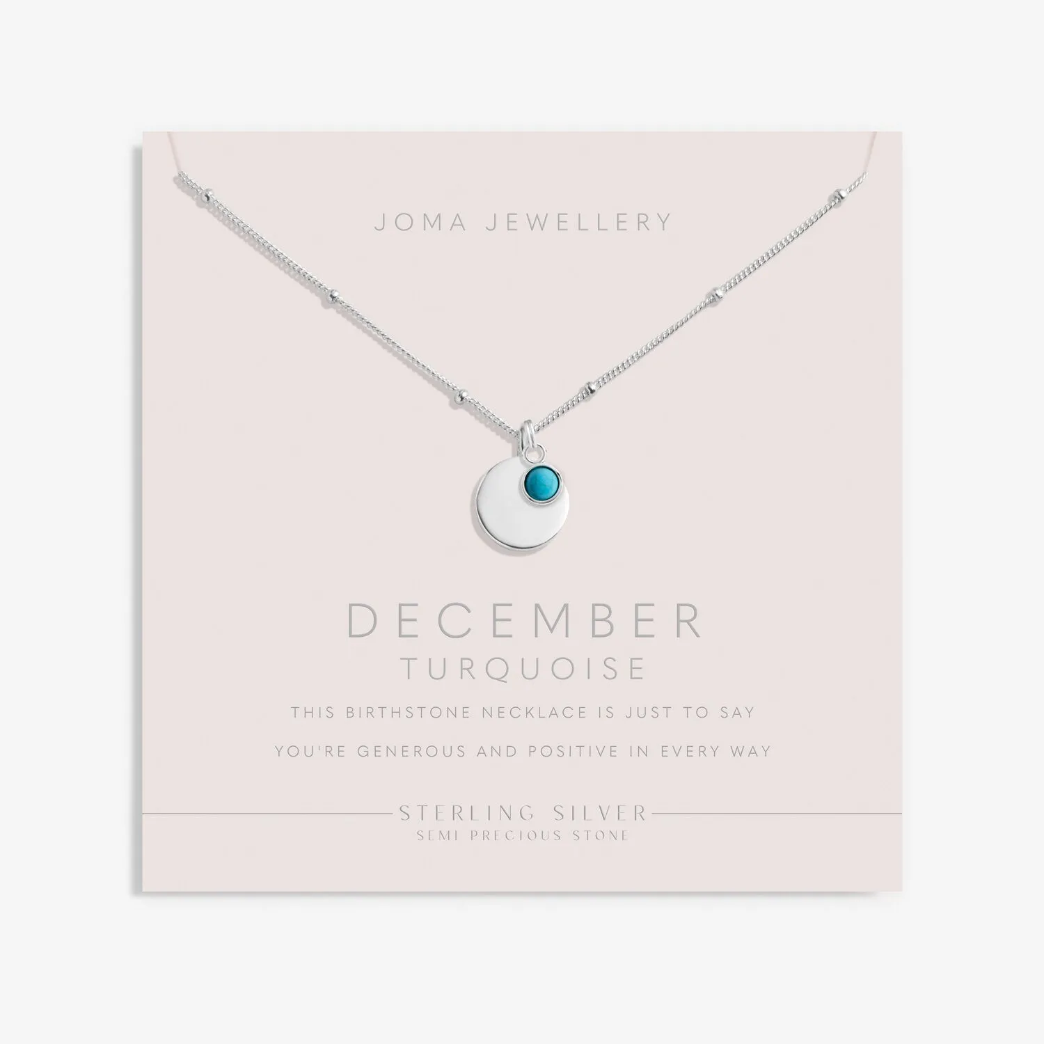 Sterling Silver Birthstone A Little December Necklace JJS0081