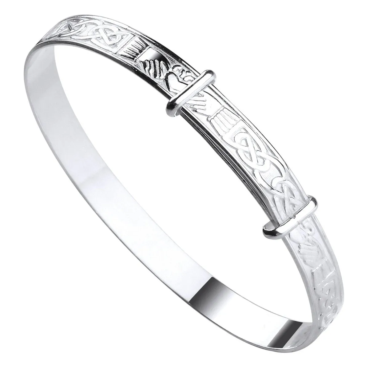 Sterling Silver Celtic Claddagh Expandable Baby Bangle