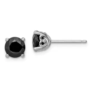 Sterling Silver Genuine 7mm Round Black Sapphire Post Earrings