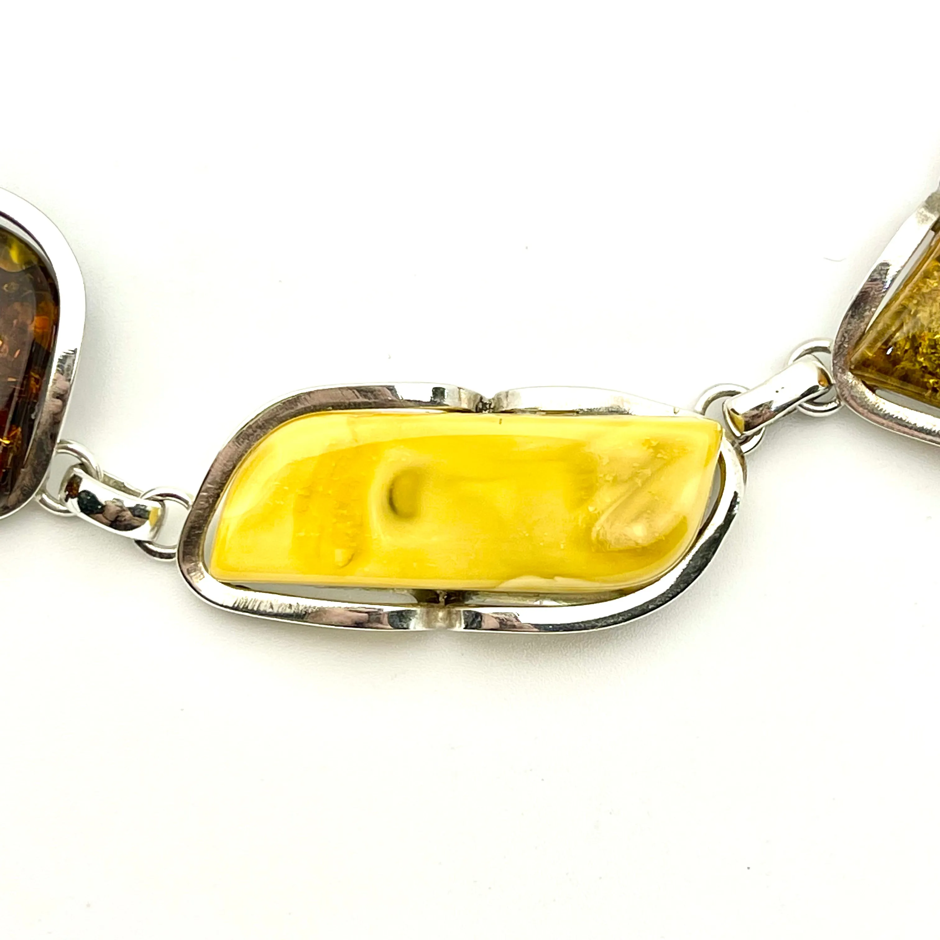 Sterling Silver Statement Multi-stone Amber Necklace