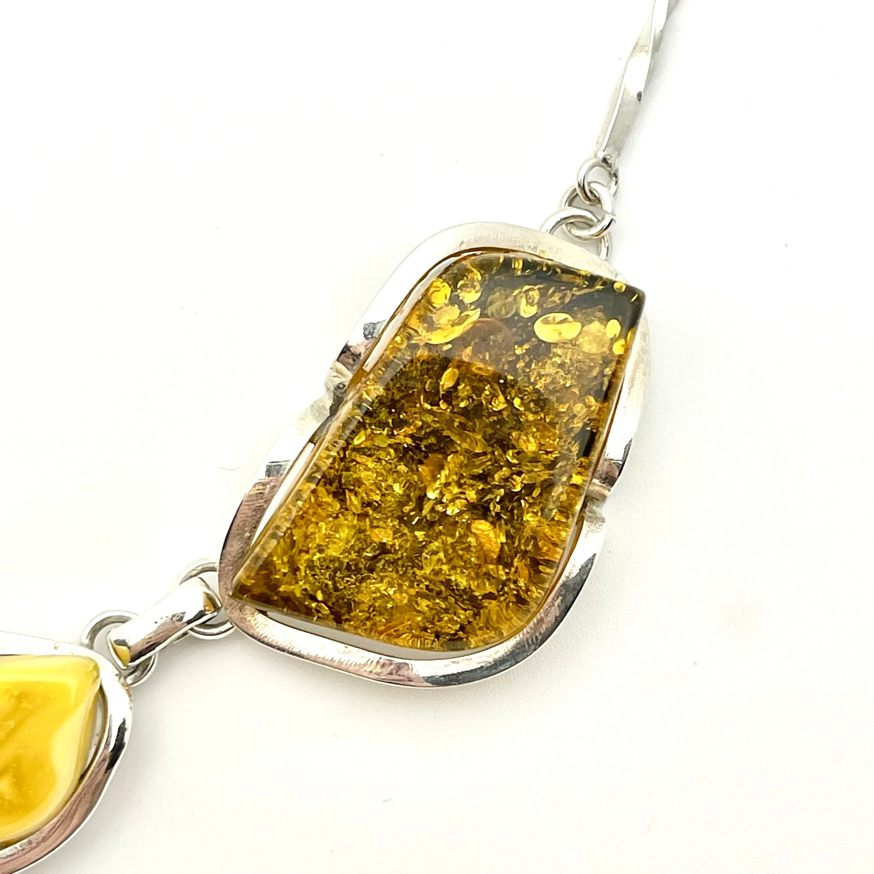 Sterling Silver Statement Multi-stone Amber Necklace