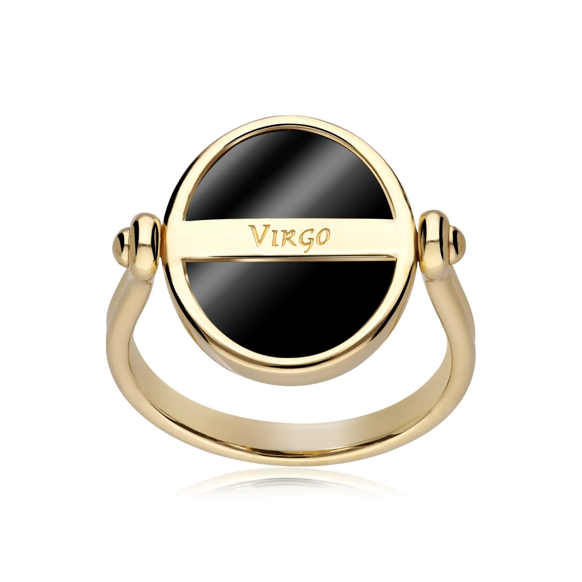 Sternzeichen Jungfrau Schwarzer Onyx Flip Ring