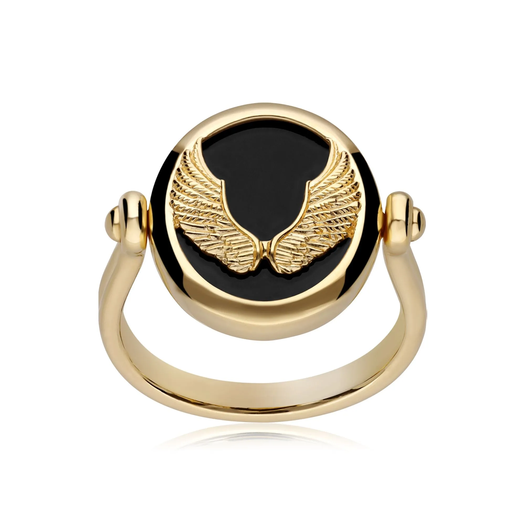 Sternzeichen Jungfrau Schwarzer Onyx Flip Ring