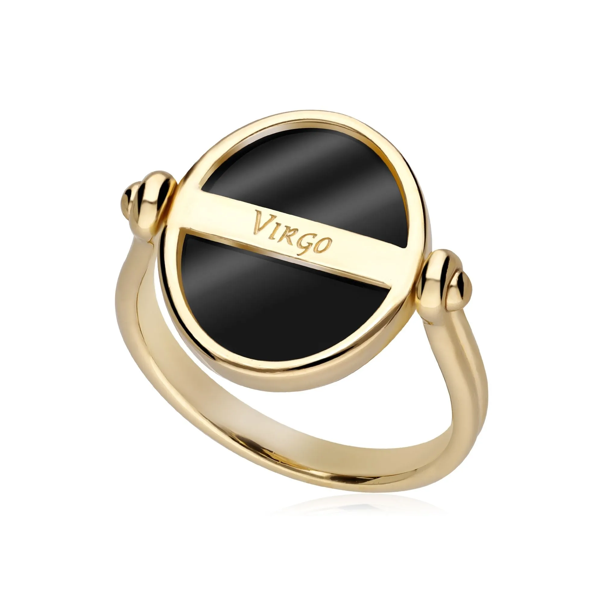 Sternzeichen Jungfrau Schwarzer Onyx Flip Ring