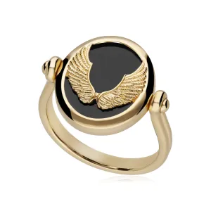 Sternzeichen Jungfrau Schwarzer Onyx Flip Ring