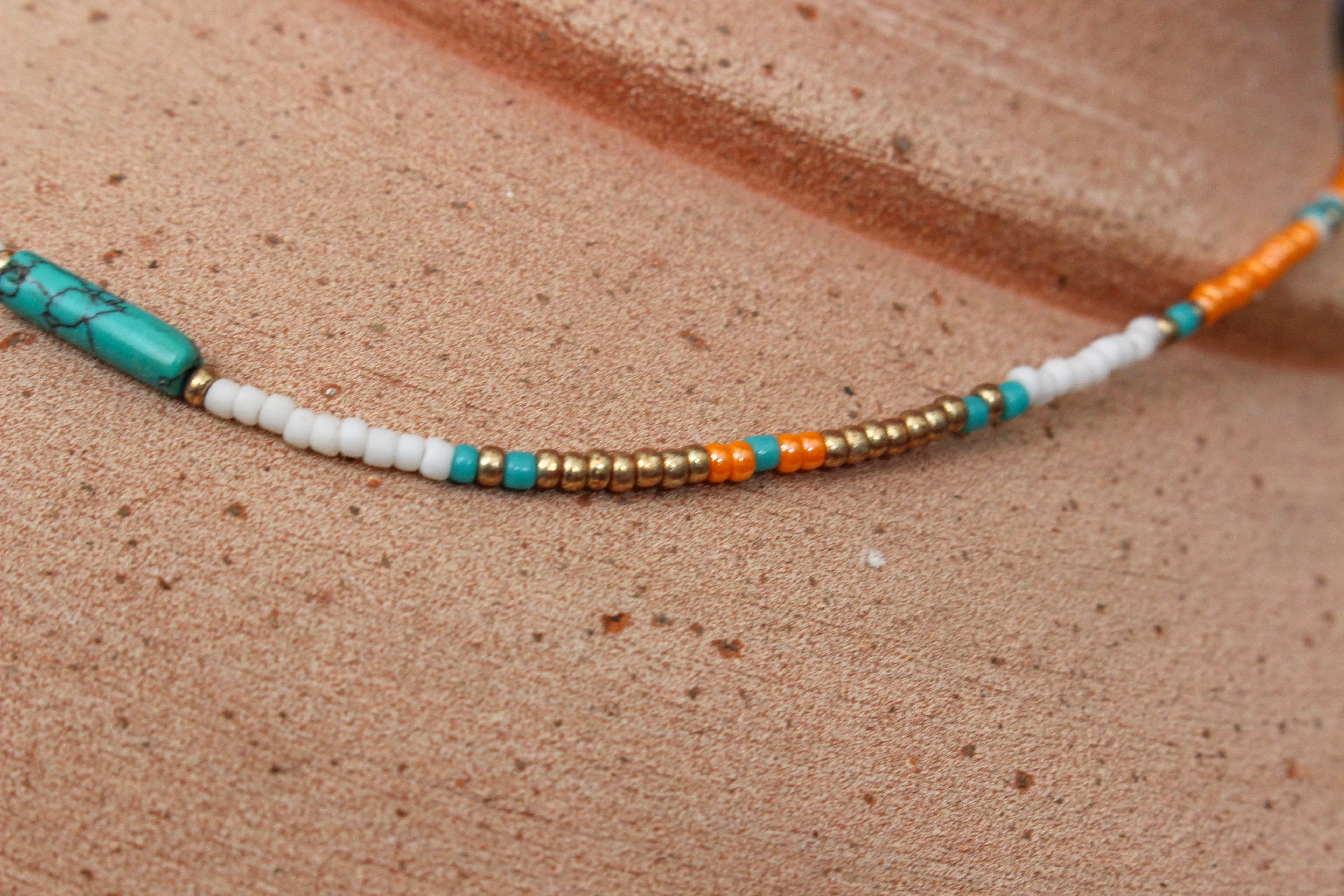 Sunset Orange Beaded Necklace