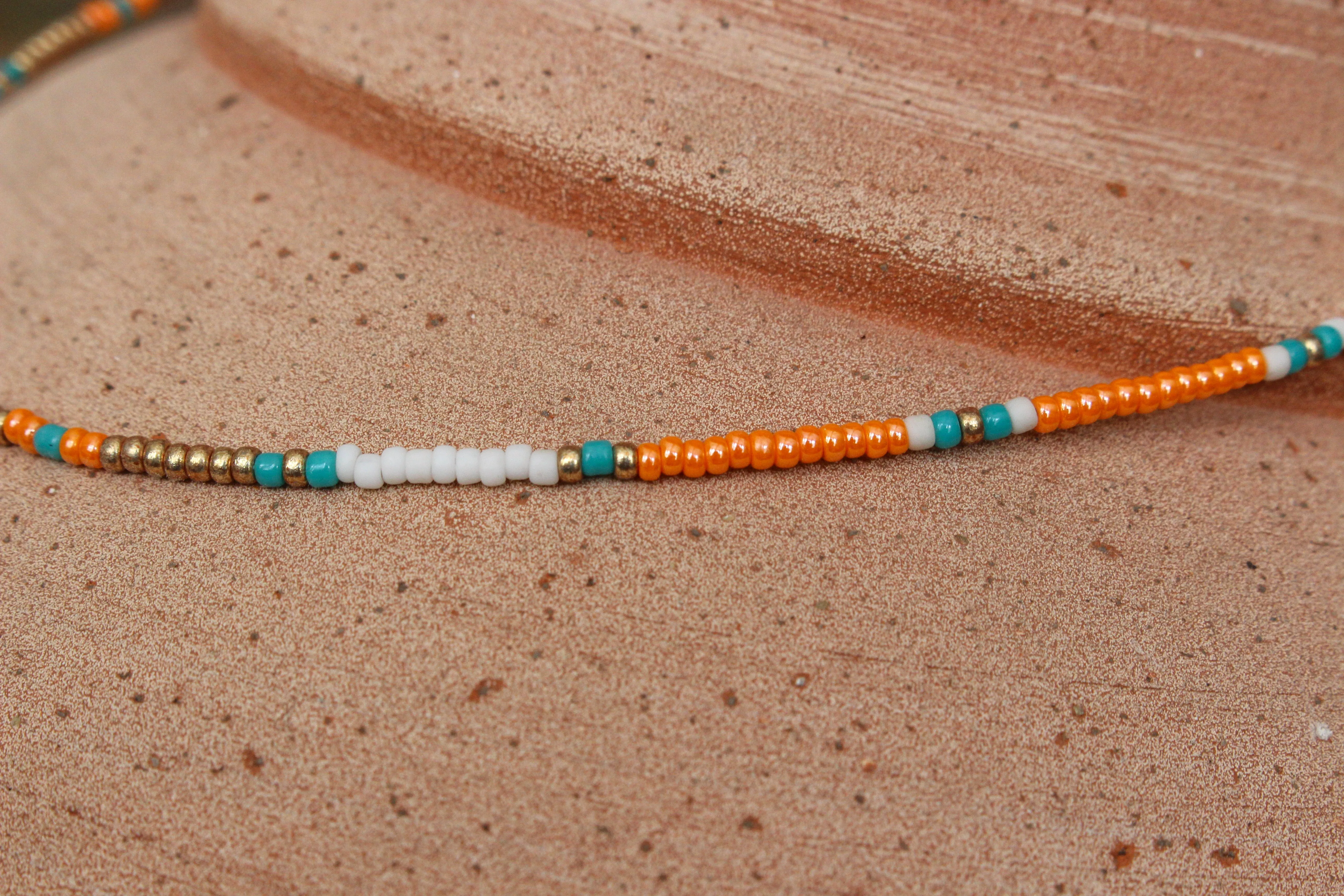 Sunset Orange Beaded Necklace