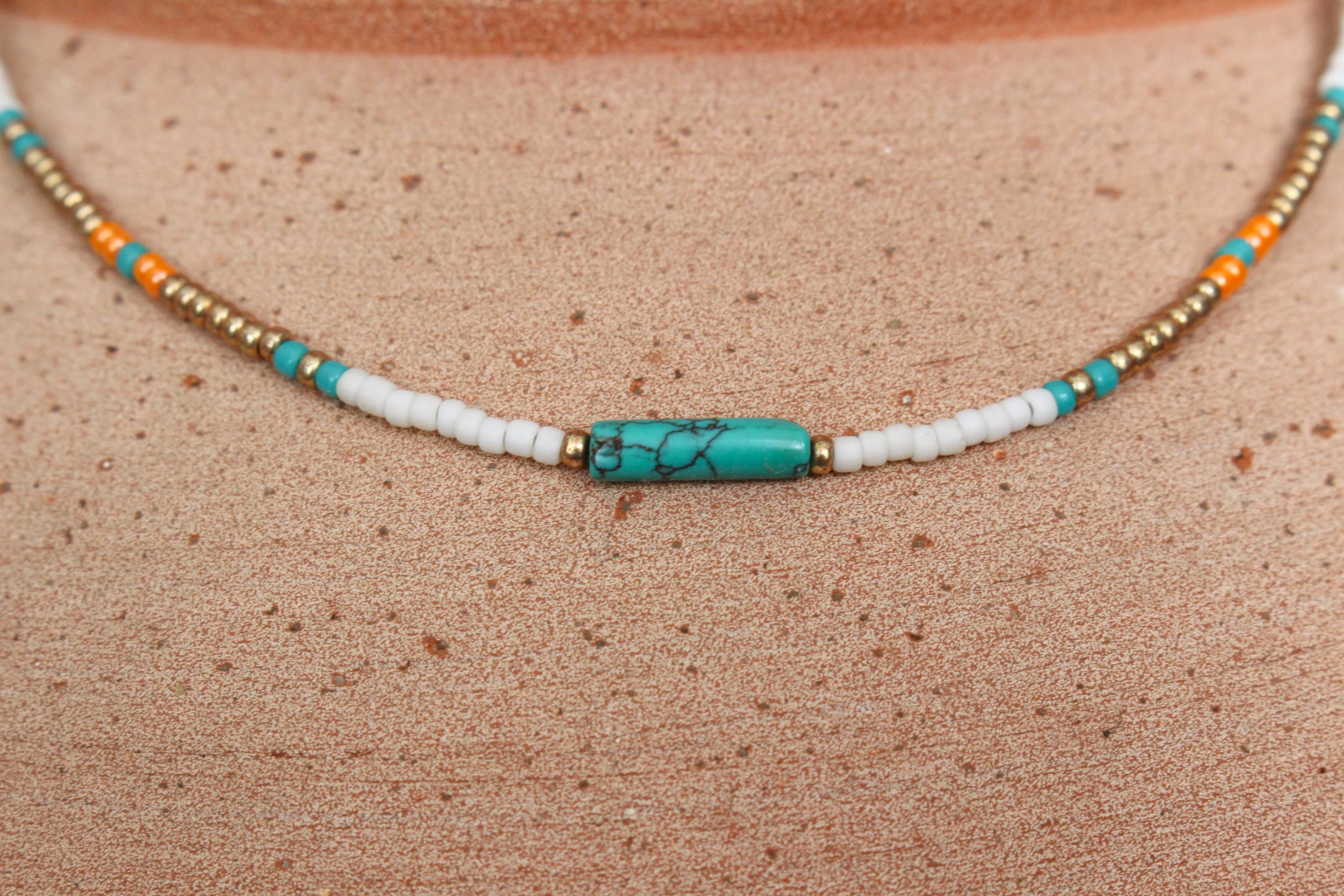 Sunset Orange Beaded Necklace