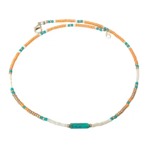 Sunset Orange Beaded Necklace