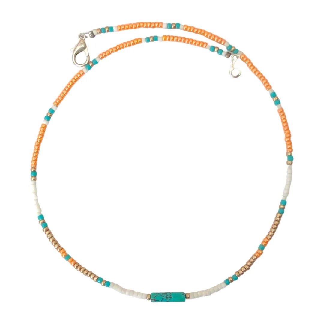 Sunset Orange Beaded Necklace