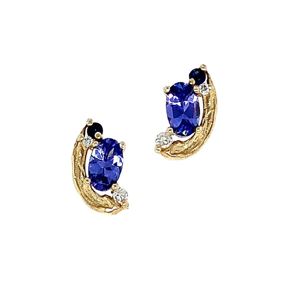 Tanzanite, Sapphire, & Diamond Earrings - "Periwinkle"