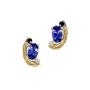 Tanzanite, Sapphire, & Diamond Earrings - "Periwinkle"